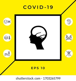 Head with brain symbol icon. Graphic elements for your design