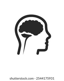 Head with brain symbol vector icon stock illustration