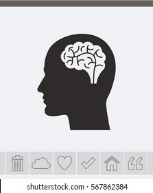 Head With Brain Vector Icon. 