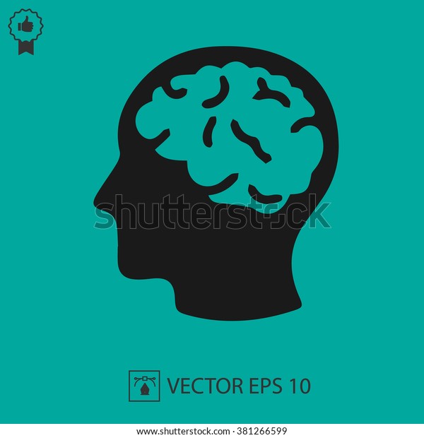 頭と脳のベクター画像アイコンeps10 シンプルなシルエットシンボル のベクター画像素材 ロイヤリティフリー