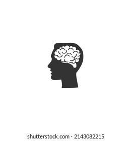 Head with brain vector icon in flat sign