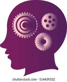 Head brain vector icon gears thinking concept