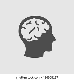 Head with brain vector icon. Simple isolated silhouette symbol.