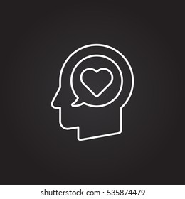 Head with brain vector icon. Simple isolated silhouette symbol.

