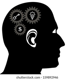 Head brain vector icon ,thinking man ,Head brain vector icon ,thinking man ,man head silhouette .