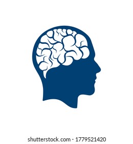 Head with brain vector illustration design. Human head and brain vector icon. Mind concept.