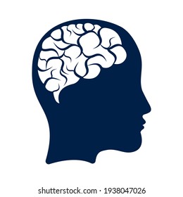Head With Brain Vector Illustration Design. Woman Head And Brain Vector Icon. Mind Concept.
