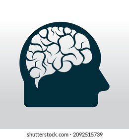 Head with brain vector illustration design. Human head and brain vector icon. Mind concept.