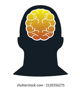 Head with brain vector illustration design. Human head and brain vector icon.	