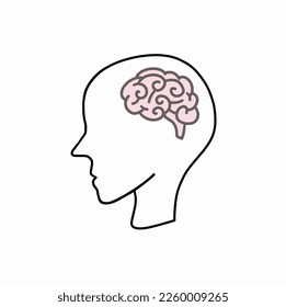 Head and brain vector Illustration isolated on white background, 