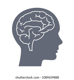 head with the brainSilhouette. Vector illustration