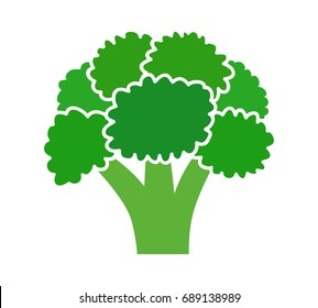 Head of broccoli vegetable flat color vector icon for food apps and websites
