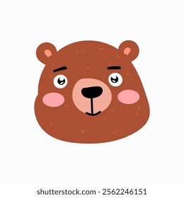 head brown bear cartoon illustration character. animal forest cartoon