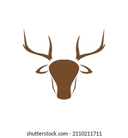 head brown Sika deer logo design, vector graphic symbol icon sign illustration