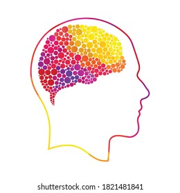 Kopf mit Blasen Gehirn Vektorgrafik Design. Menschlicher Kopf und Blasen Gehirn Vektorsymbol. Mind-Konzept.