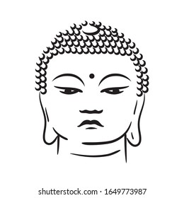 Head of Buddha, line style vector artwork