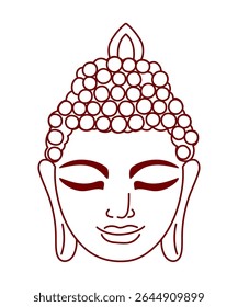 Head of Buddha on white background. Line art. Vector illustration. Editable stroke