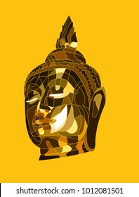 head Buddha polygon gold tone