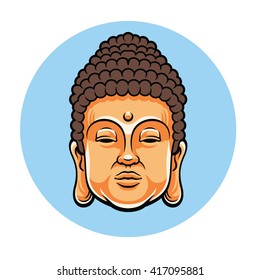 Head of Buddha. Vector flat cartoon illustration