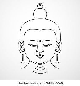 Head of Buddha. Vector illustration isolated on white