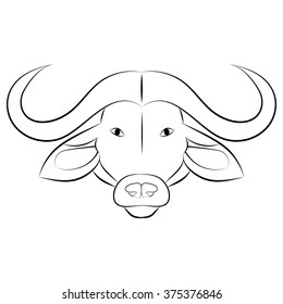 Head of Buffalo. Black on white.For coloring book.