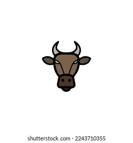 head of buffalo icon flat style vector