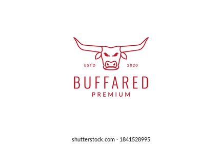 head buffalo long horn line outline  logo vector icon illustration 