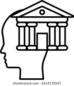 A head with a building on top of it