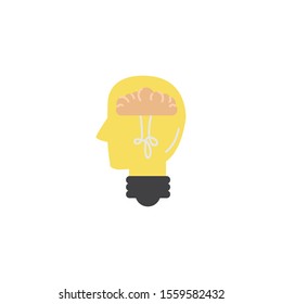 head bulb brain idea icon flat style illustration