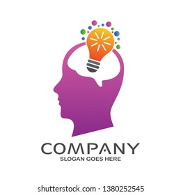 Head With Bulb Logo Vector