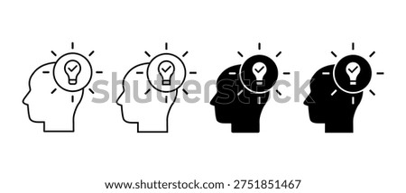 Head with bulb vector icon. Creative Brain Symbol