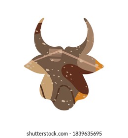 Head of a bull abstract silhouette. Symbol of 2021