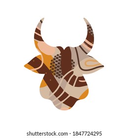 Head of a bull abstract silhouette. Symbol of 2021