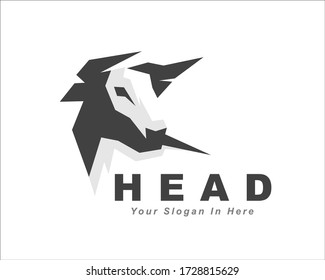 head bull cow ox buffalo head rigid draw art logo design inspiration