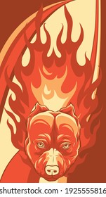 head of Bull Dog with Flame vector