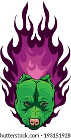 head of Bull Dog with Flame vector