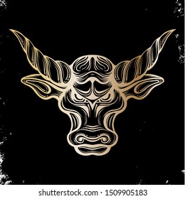Head bull drawing line art logo design inspiration
