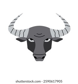 Head of bull in flat style on white background.