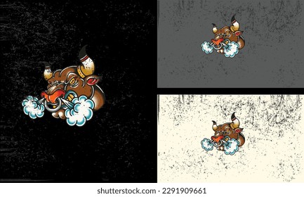 head bull with horn vector illustration mascot design