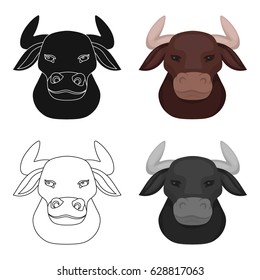 Head of bull icon in cartoon style isolated on white background. Spain country symbol stock vector illustration.