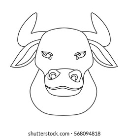 Head of bull icon in outline style isolated on white background. Spain country symbol stock vector illustration.