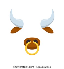 head of the bull. Isolated Vector Illustration