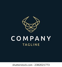 Head bull with line art style logo design template flat vector