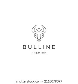 Head bull line logo design template