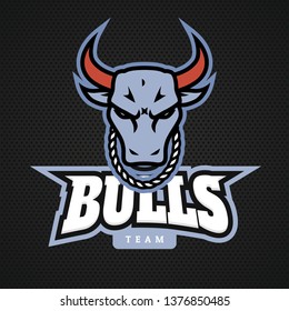 Head bull logo icon designs with chain on the neck vector.
