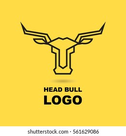 Head bull logo with line art, vector illustration