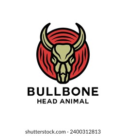 Ilustración del diseño del vector de logotipo de toros de cabeza Emblema