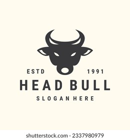 Head bull logo vector icon illustration hipster vintage retro
