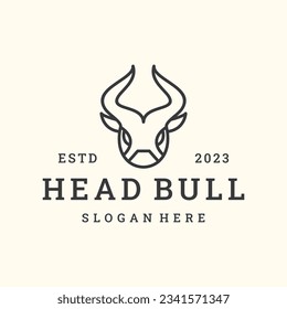Head bull logo vector icon illustration hipster vintage retro