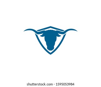 head bull shield logo design concept template vector